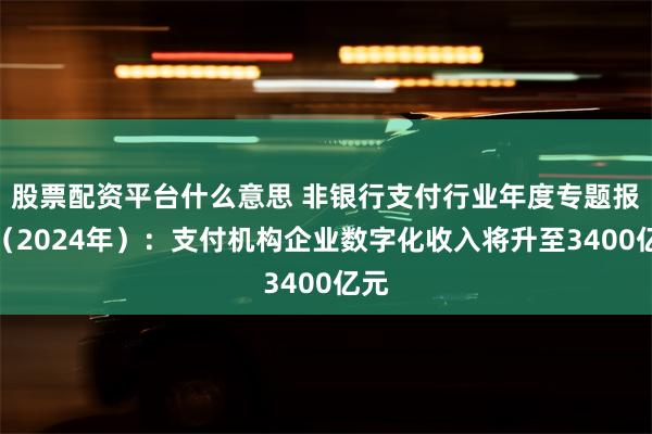 股票配资平台什么意思 非银行支付行业年度专题报告（2024年）：支付机构企业数字化收入将升至3400亿元