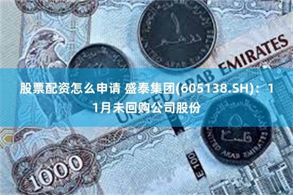 股票配资怎么申请 盛泰集团(605138.SH)：11月未回购公司股份