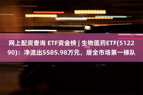 网上配资查询 ETF资金榜 | 生物医药ETF(512290)：净流出5585.98万元，居全市场第一梯队